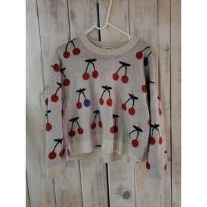 Madewell Cherry Jacquard Pullover Sweater Size Small